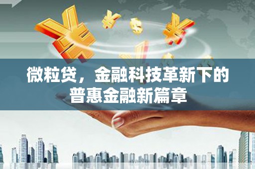 盖州微粒贷，金融科技革新下的普惠金融新篇章