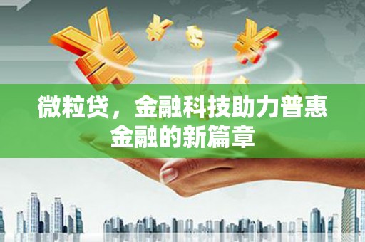 盖州微粒贷，金融科技助力普惠金融的新篇章