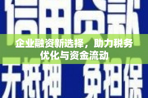 盖州企业融资新选择，助力税务优化与资金流动