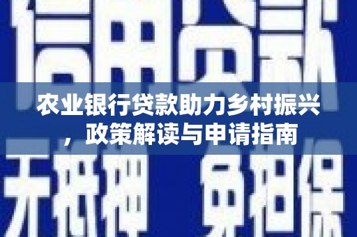 盖州农业银行贷款助力乡村振兴，政策解读与申请指南