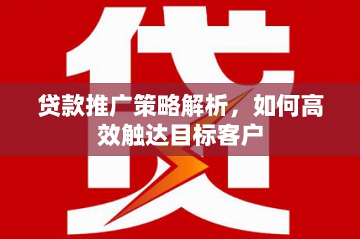 盖州贷款推广策略解析，如何高效触达目标客户